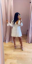 Load image into Gallery viewer, Long Sleeve Ruffle V Neck A Line Open Dress Mini Dress