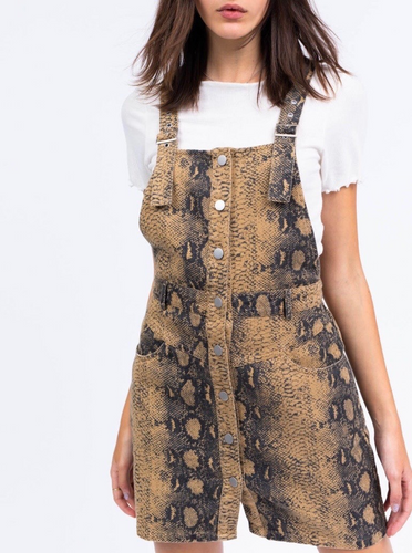 Snake Print Overall Dress