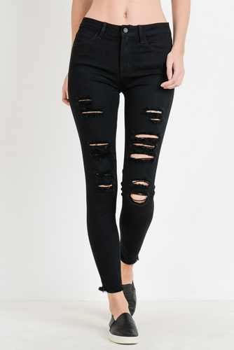 Distress Destroyed Skinny Stretchy Jean