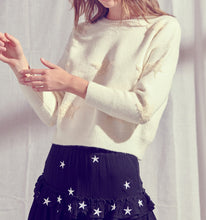 Load image into Gallery viewer, Terry Cloth Embroided Knit Star Sweater