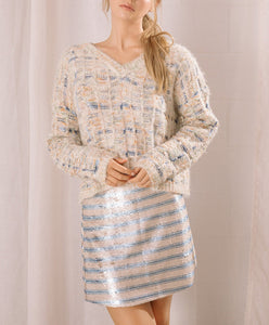 Fuzzy Basket Weave Lurex Sweater