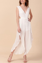 Load image into Gallery viewer, V Neck Sleeveless Side Circle Cut Out Tulip Jumpsuit