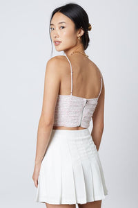 Floral Ruch Key Hole Crop Top