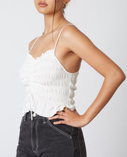 Load image into Gallery viewer, Smock Ruch Ruffle Tie Crop Top