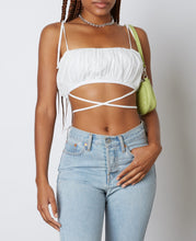 Load image into Gallery viewer, Tie Cross Lace Bandeau Crop Top