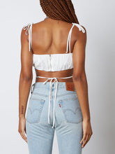 Load image into Gallery viewer, Tie Cross Lace Bandeau Crop Top