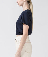 Load image into Gallery viewer, Short Sleeve Elastic Waist Band Cropped T Shirt