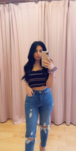 Load image into Gallery viewer, Stripe Ruched Tube Crop Top