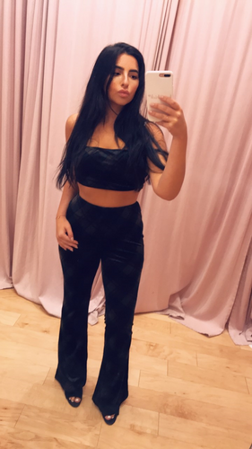 Plaid Print Check Velvet Spaghetti Strap Crop Top