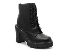 Load image into Gallery viewer, Lace Up Doc Martin Lug Sole Stacked Heel Bootie