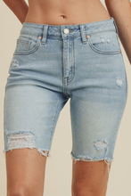 Load image into Gallery viewer, Denim Distressed High Rise Biker Short