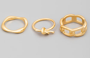 Chain Knot Three Piece Assorted Ring Set