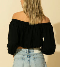 Load image into Gallery viewer, Off the Shoulder Key Hole Long Sleeve Crop Top