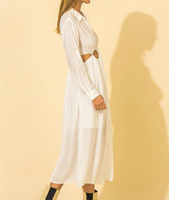 Load image into Gallery viewer, Long Sleeve Cut Out Collared Maxi Shirt Dress