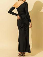 Load image into Gallery viewer, Asymmetrical Shoulder Ruch Maxi Dress