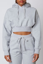 Load image into Gallery viewer, Cropped Drawstring Ribbed Band Hoodie