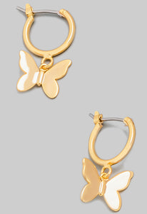 Butterfly Dangle Hoop Earrings