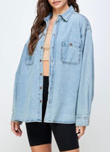 Load image into Gallery viewer, Denim Collared Button Down Oversized Jean Shirt