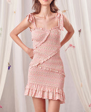 Load image into Gallery viewer, Asymmetrical Floral Ruffle Smock Mini Dress