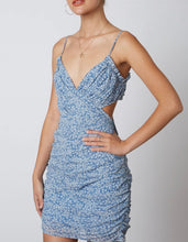 Load image into Gallery viewer, Mini Floral Print Open Tie Back Drape Mini Dress