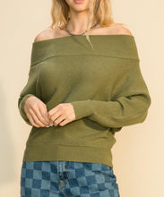 Load image into Gallery viewer, Off the Shoulder Long Sleeve Rib Knit Sweater