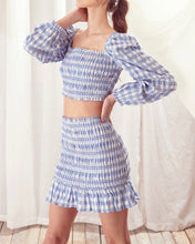 Load image into Gallery viewer, Gingham Puff Sleeve Square Neck Top