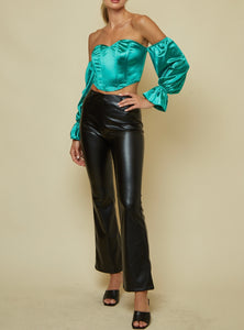 Crop Flare Eco Leather Pant