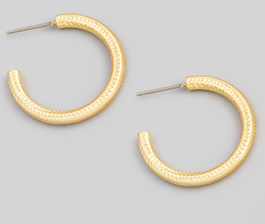 Textured Circle Post Hoop Earrings
