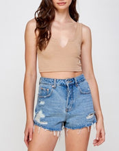 Load image into Gallery viewer, Ribbed Center Slit Crop Tank Top