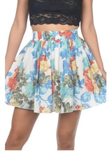 Load image into Gallery viewer, Floral A Line Elastic Waistband Mini Skirt