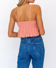 Load image into Gallery viewer, Rib Ruffle Hem Ruch Crop Top