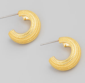 Mini Textured Circle Post Hoop Earrings