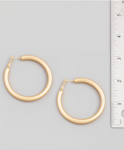 Gold Matte Chunky Hoop Earrings