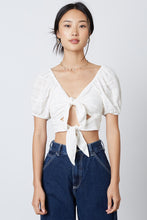Load image into Gallery viewer, Puff Sleeve Double Tie Crop Top