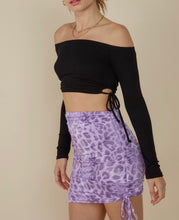 Load image into Gallery viewer, Rib Long Sleeve Off the Shoulder Side Cut Out Tie Crop Top