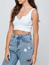 Load image into Gallery viewer, Ribbed Center Slit Crop Tank Top