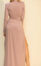 Load image into Gallery viewer, Long Sleeve Plunge Neck Double Slit Maxi Dress