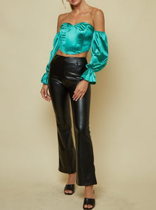 Crop Flare Eco Leather Pant
