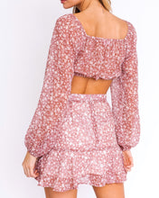 Load image into Gallery viewer, Floral Sheer Lined Ruffle Hem Mini Skirt