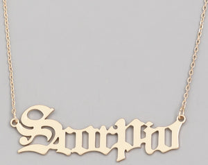 Scorpio Old English Necklace