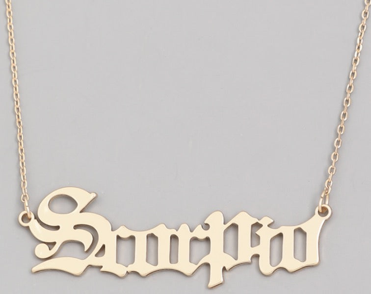 Scorpio Old English Necklace