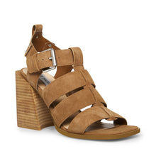 Load image into Gallery viewer, Suede Cage Wooden Stacked Heel Sandal