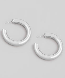 Medium Polished Tubular Hoop Earring