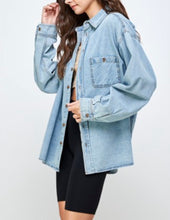 Load image into Gallery viewer, Denim Collared Button Down Oversized Jean Shirt