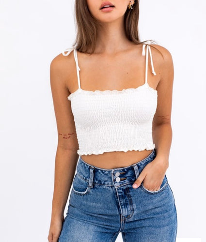 Tie Strap Smock Crop Top