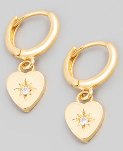 Mini Heart Drop Huggie Earrings