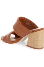 Load image into Gallery viewer, Stacked Heel Grasscloth Twist Leather Sandal