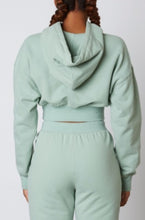 Load image into Gallery viewer, Cropped Drawstring Ribbed Band Hoodie