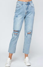 Load image into Gallery viewer, Denim Straight Leg Distressed Jeans