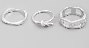 Chain Knot Three Piece Assorted Ring Set